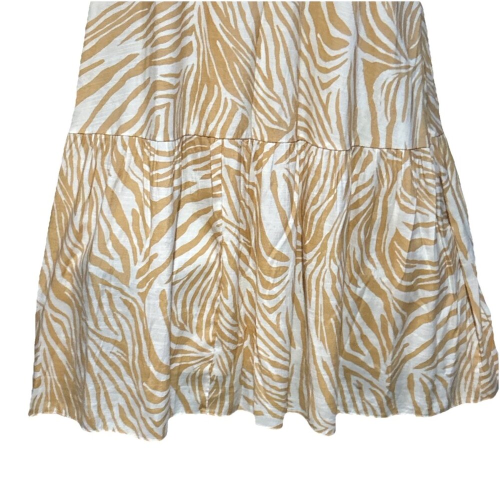 Animal Print Boho Tribal XXL Maxi Dress Flowy Beach Cruise Vacation Tan 9 West - Picture 3 of 15